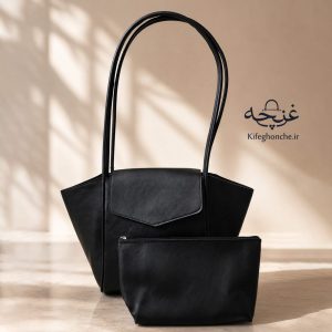 کیف دوشی زنانه مدل مونالیزا همراه با کیف آرایش رنگ مشکی