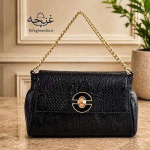 کیف مجلسی زنانه مدل غنچه ورنی با بند زنجیری