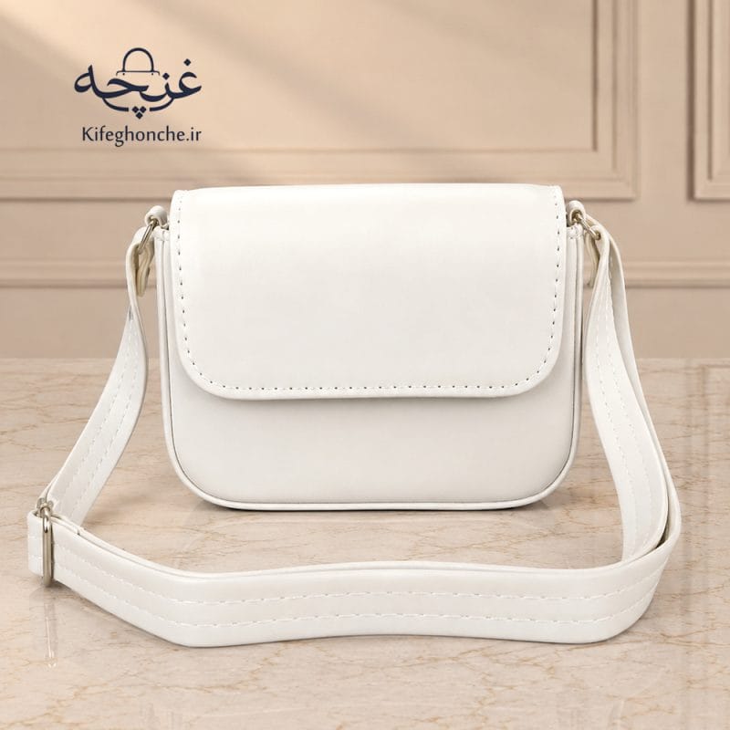 کیف دوشی زنانه مدل گندم رنگ سفید