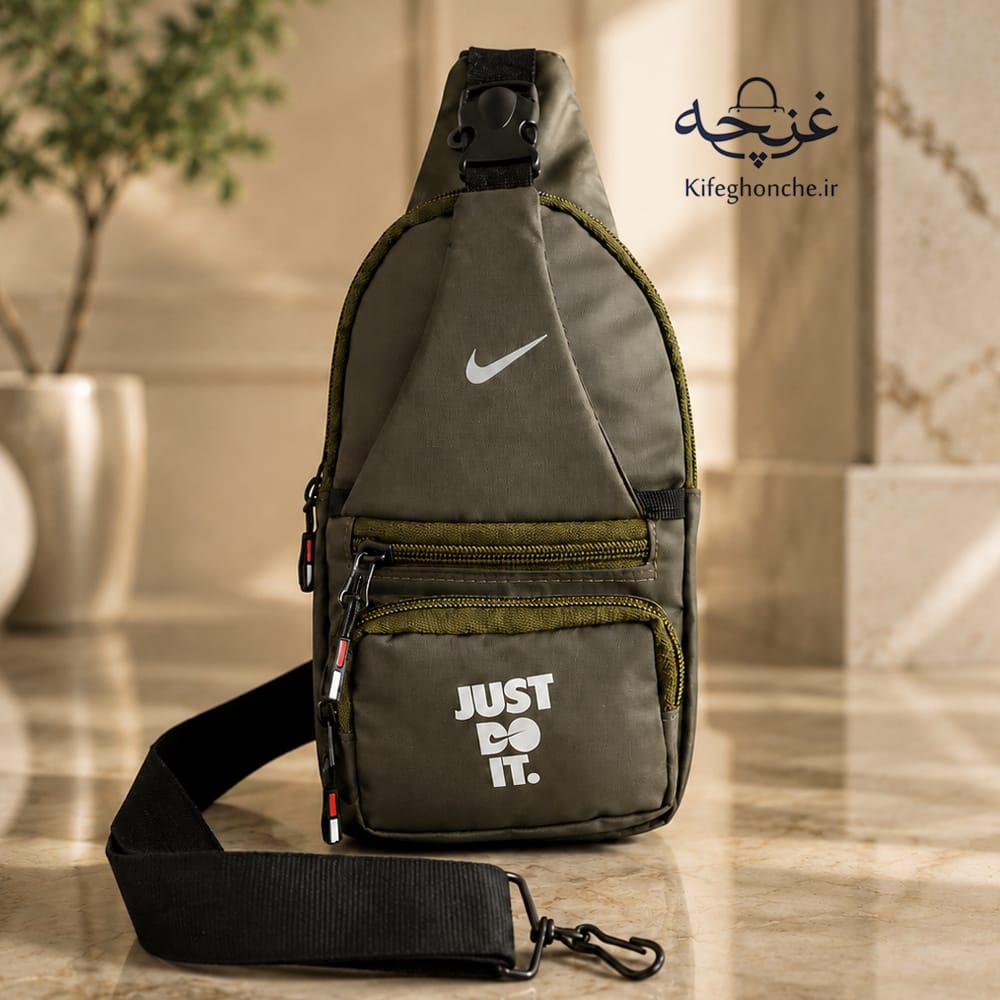 nike-running-crossbody-bag-darkgreen بادی بگ مدل رانینگ طرح نایکی رنگ سبز زیتونی